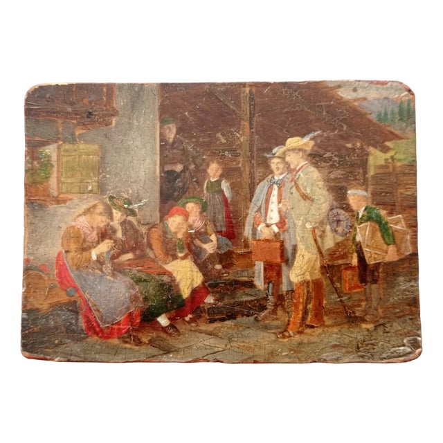 Franz Von Defregger, Arriving in the Countryside, 19th Century, Oil on Panel For Sale