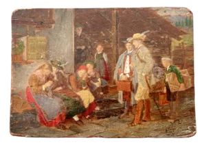 Franz Von Defregger, Arriving in the Countryside, 19th Century, Oil on Panel