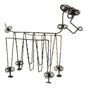 1950s Mid Century Gilt Iron Poodle Magazine Rack in the Manner of Frederic Weinberg