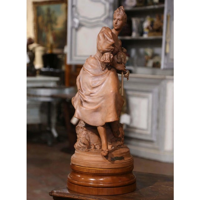 French 19th Century French Terracotta Sculpture “Le Biniou” by Georges Coudray For Sale - Image 3 of 12