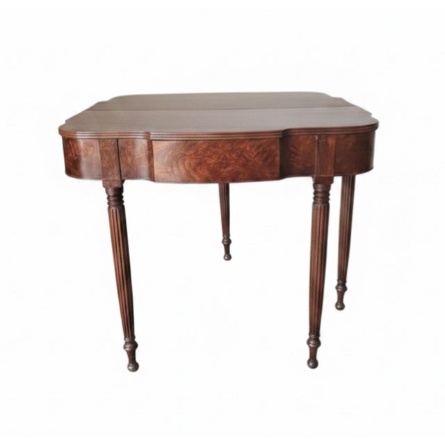 Early 19th Century American Sheraton Mahogany Flip-Top Card & Game Table For Sale - Image 4 of 10