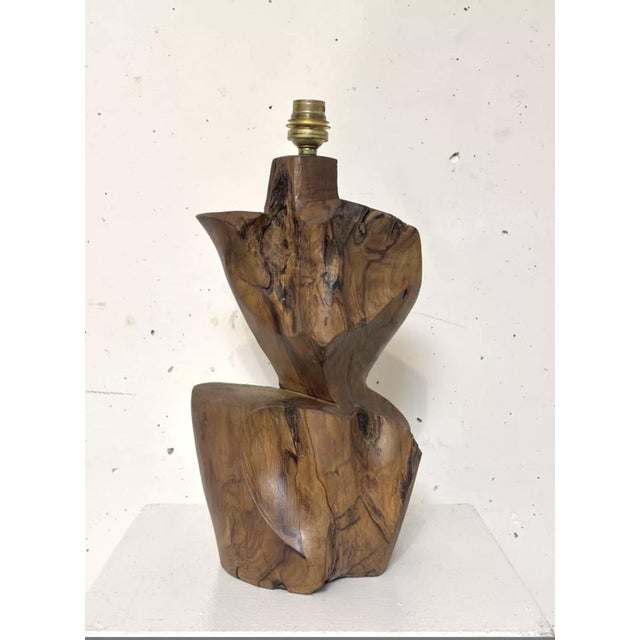Olive Wood Lamp, 1950 For Sale - Image 6 of 9