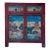 Chinese Distressed Red Blue Old Scenery Graphic Credenza Cabinet For Sale