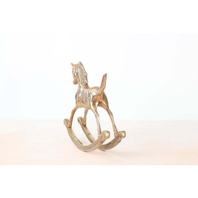 1960s Mid-Century Solid Brass Rocking Horse, Whimsical Home Decor For Sale - Image 5 of 14
