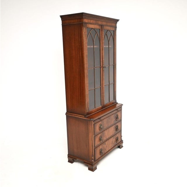 1950s Antique Georgian Bookcase Cabinet, 1950 For Sale - Image 5 of 10