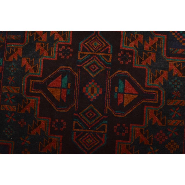 Baloch Rug 3′ X 4’6” Blue Wool Vintage Tribal Hand-Knotted Oriental Carpet For Sale - Image 4 of 10
