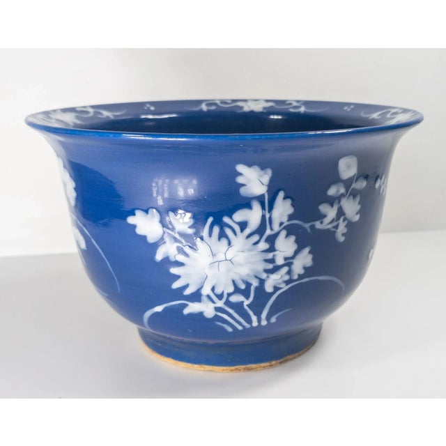 Ceramic Early 20th Century Chinese Blue and White Pate-Sur-Pate Jardiniere Planter For Sale - Image 7 of 15