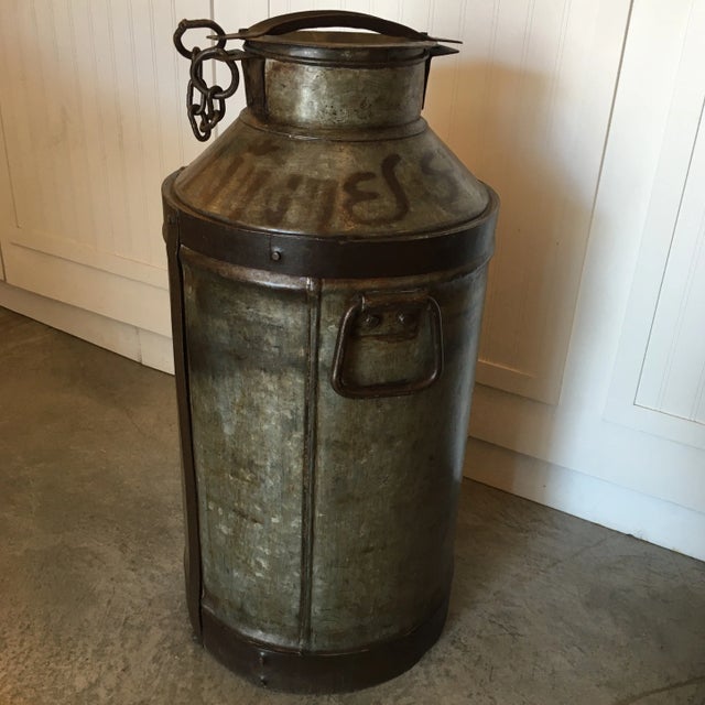 Antique Original Metal Milk Can For Sale - Image 12 of 13