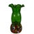 Mid-Century Modern 1980s Czech Bohemian Hand Blown Green Glass Vase Yellow Pulls and Multi-Colored Base For Sale - Image 3 of 12
