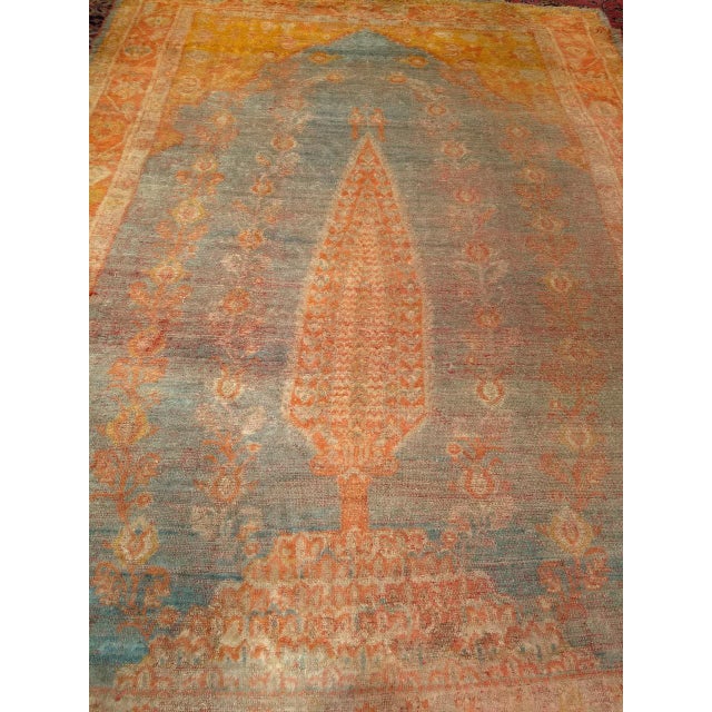 19th Century Turkish Oushak Rug, Tree of Life Design, Aqua Blue, 7' x 10' For Sale - Image 9 of 13