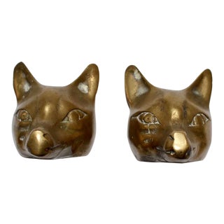 1950s Brass Fox Bookends - a Pair For Sale
