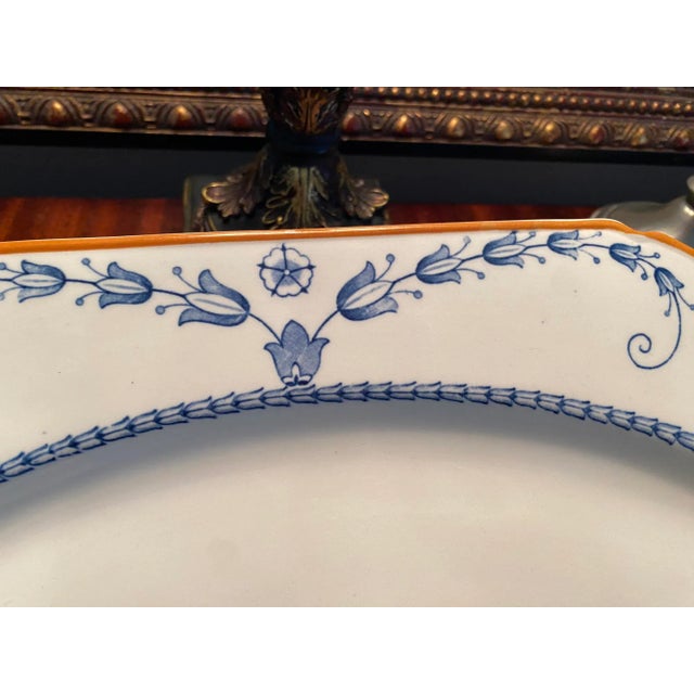 1950s Mid Century Wood & Sons Broadmoor Blue Octagonal Ironstone Turkey Serving Platter For Sale - Image 5 of 12