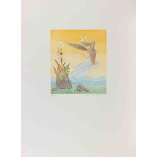 Normanno Soscia, Winged Girl, Etching, 1990s For Sale