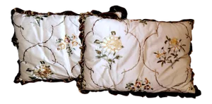 Vintage Silk & Velvet Italian Embroidered Pillows- a Pair