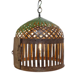 Industrial Iron Basket Cage Lantern For Sale