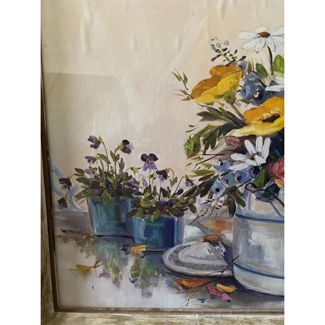 Rustic Floral Still Life Painting Print With a Rustic Frame For Sale - Image 3 of 5