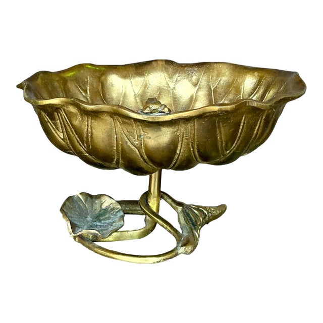 Vintage Boho Brass Lily Pad Bowl For Sale