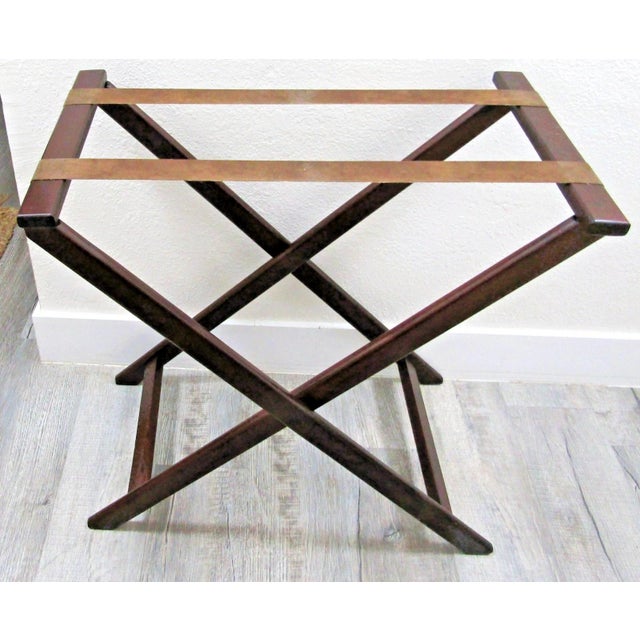 Mid 20th Century Vintage English Butler's Mahogany Tray Table With Folding Stand For Sale - Image 15 of 18