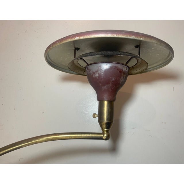 Vintage Mid Century Modern Wheeler Brass Tole Flying Saucer Table Lamp Modernist For Sale - Image 11 of 13