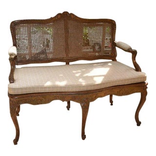 18th Century Louis XV Provincial Fruitwood Stained Beech Settee For Sale