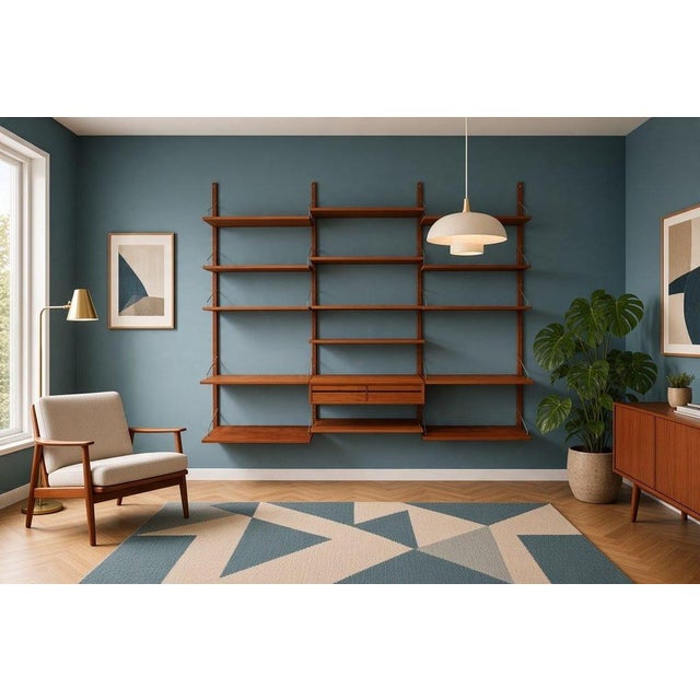 Large Wall-Mounted Shelving System in Teak by Poul Cadovius for Cado, 1960s For Sale - Image 13 of 18