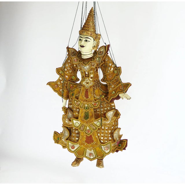 Large Vintage Asian Puppet with Clothing with Beads and Sequins For Sale - Image 6 of 11