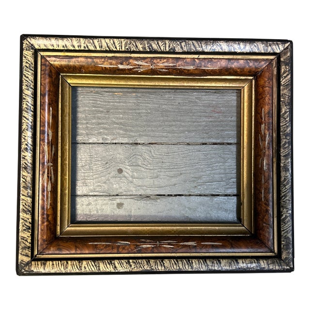 Antique 1880’s Original Aesthetic Movement Gilt and Incised Wood Frame For Sale