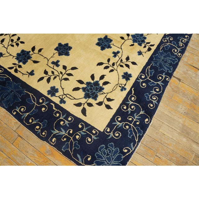 Antique Peking Chinese Classic Traditional Floral Ivory Square 1880s Rug For Sale In New York - Image 6 of 11