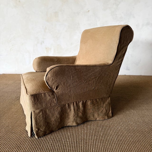 French Country Juliana Slip Covered Chair in Spice Belgian Linen For Sale - Image 3 of 9