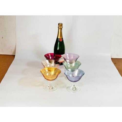 Set of 6 Chromatic Colored Champagne Glasses, Cocktail Glasses, Fruit bowls