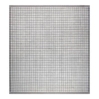 Modern Indian 3D Wool 12x14 White & Black Handloom Area Rug #1144037 For Sale