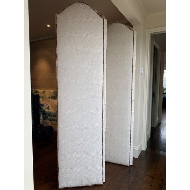 Custom Upholstered Folding Floor Screen / Room Divider Chairish