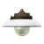 White Industrial White Enamel and Cast Iron Holophane Glass Pendant Light, 1950s For Sale - Image 8 of 8