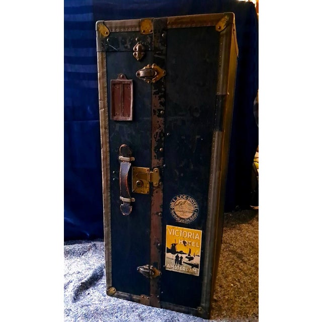 Antique Steamer Trunk Wardrobe, the Netherlands, 1920s For Sale - Image 3 of 18