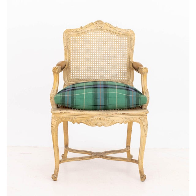 Set of Four Louis XV Style Cane-Paneled Arm Chairs For Sale - Image 9 of 14