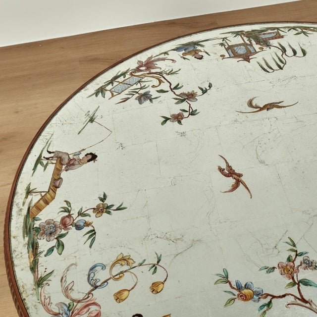 Antique Italian Chinoiserie Reverse Painted Coffee Table For Sale - Image 11 of 13