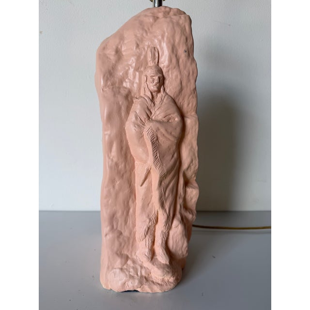 1980s Native American Figure Sculptural Ceramic Table Lamp For Sale - Image 4 of 12