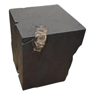 Andrianna Shamaris Triple Burnt Teak Wood and Resin Side Table For Sale