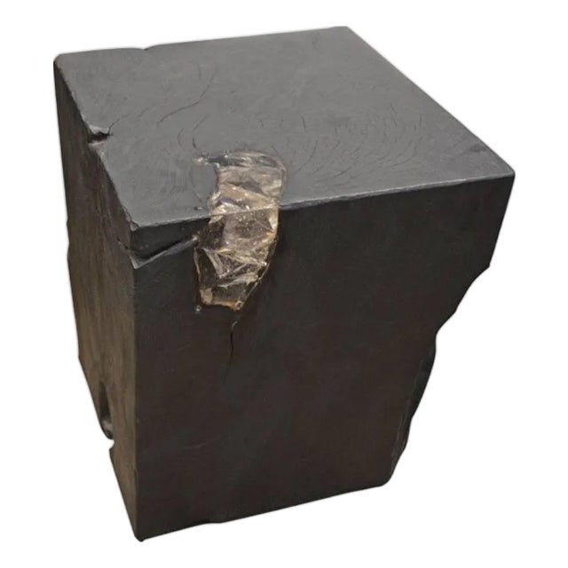 Andrianna Shamaris Triple Burnt Teak Wood and Resin Side Table For Sale