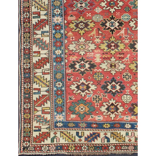 Antique Caucasian Shirvan Rug with All-Over Blossom Pattern & Vibrant Colors. Keivan Woven Arts / rug 13-0514, country of...