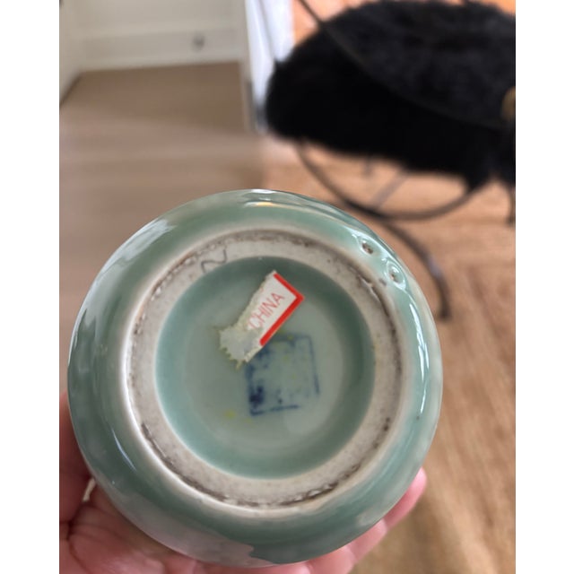 Celadon Vintage Small Scale Chinese Jade & Glass Cherry Blossom Bonsai Tree in Celadon Pot For Sale - Image 8 of 8