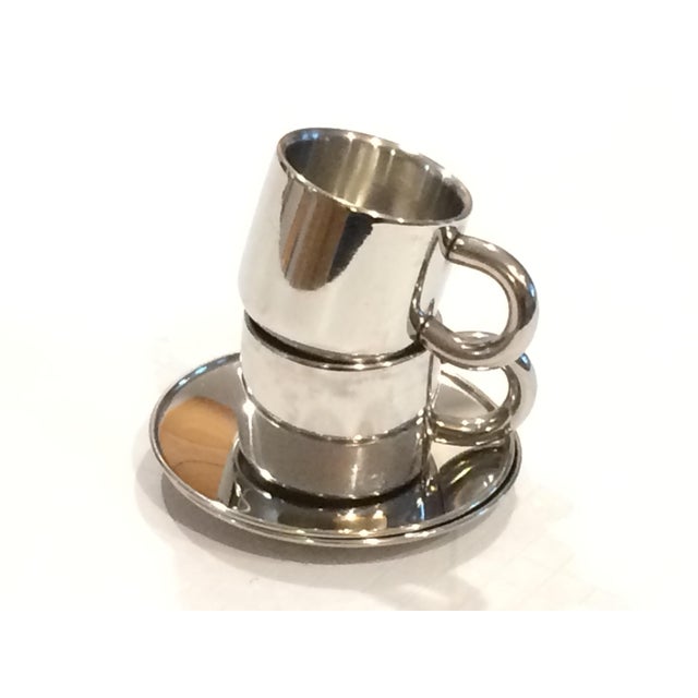 Modern Italian Stainless Steel Espresso Cups and Saucers by Arvind