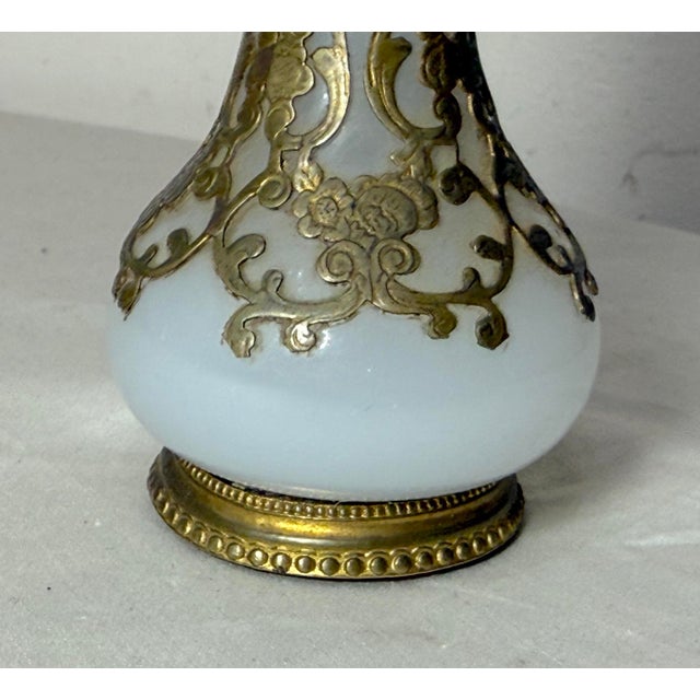 Metal Antique 19c French Palais Royal Ormolu Bronze Opaline Glass Scent Perfume Bottle For Sale - Image 7 of 13