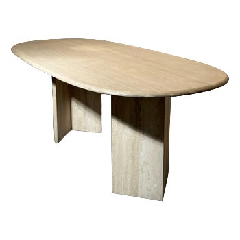 Vintage Dining Table in Travertine For Sale