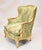 Gorgeous pair of French gilt arm chairs Classic pair of fauteuils with a tub design Just reupholstered with lovely green...