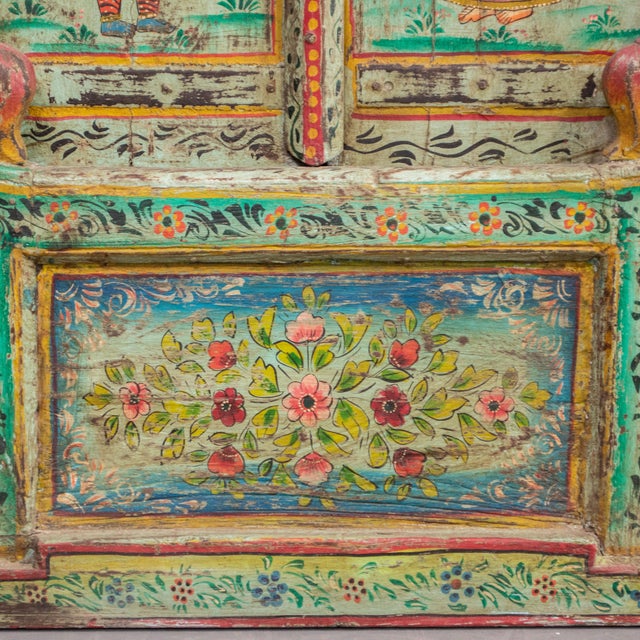 Early 20th Century Antique Folk Art Painted Window and Surround From India For Sale - Image 4 of 12