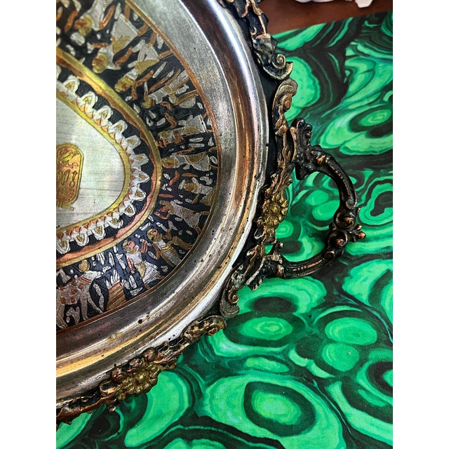 1970s Egyptian Petite Silver Serving Dish With Handles For Sale In Atlanta - Image 6 of 9