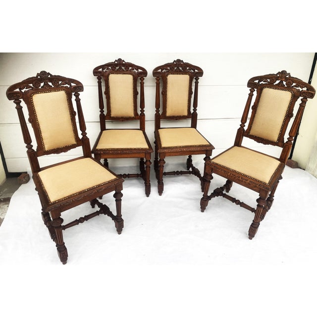 Neo-Renaissance Carved Wooden Chairs from Befos, 1880s, Befos, Set of 4 For Sale - Image 16 of 18