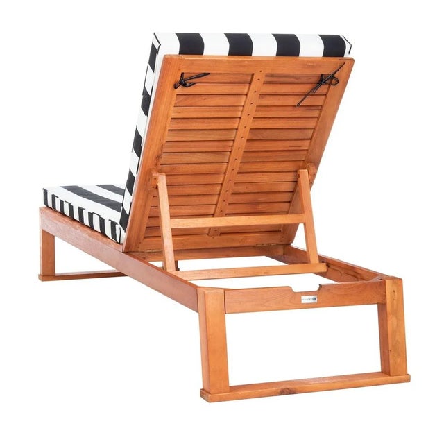 Wood Solano Sunlounger - Natural/Black Stripe For Sale - Image 7 of 9