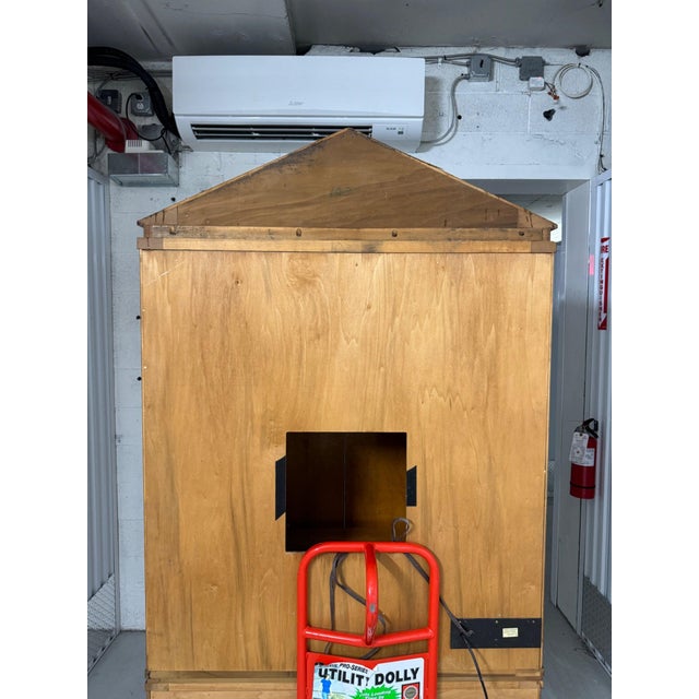 American Hickory-White Blonde Wood Armoire Wardrobe With Pediment Crown For Sale - Image 3 of 11